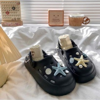 Dép sục nữ đế cao 4cm basic kèm charm Sao biển xanh kiểu sandal quai hậu dễ thương CS-254 Mita