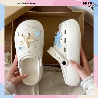Dép sục nữ đế cao 4cm basic kèm charm Sao biển xanh kiểu sandal quai hậu dễ thương CS-254 Mita
