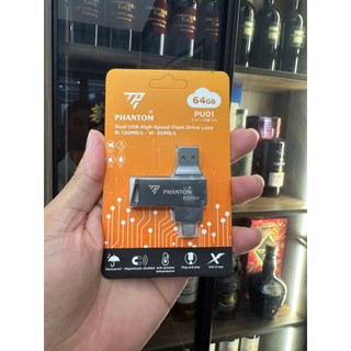 USB 3.0 OTG PHANTOM PU01 dung lượng 64GB Cổng USB và TypeC cho Máy Tính / Điện Thoại - Vỏ Kim Loại