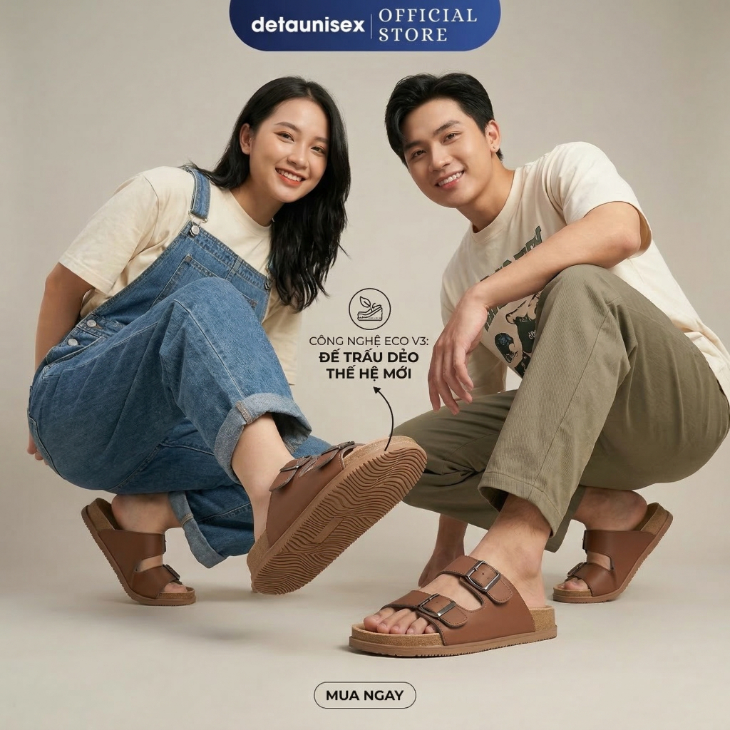 Dép Đế Trấu Dẻo Êm Chân 2 Khoá Nam Nữ – Công Nghệ COFO V3 – Felix Premium Chính Hãng Detaunisex ST21