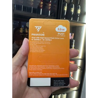 USB 3.0 OTG PHANTOM PU01 dung lượng 32GB Cổng USB và TypeC cho Máy Tính / Điện Thoại - Vỏ Kim Loại