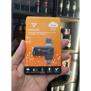 USB 3.0 OTG PHANTOM PU01 dung lượng 32GB Cổng USB và TypeC cho Máy Tính / Điện Thoại - Vỏ Kim Loại