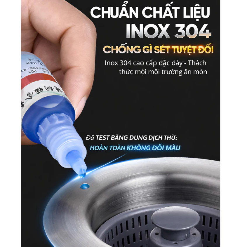 Bộ Lọc Rác Bồn Rửa Chén Inox 304, Nút Nhấn Xả Thông Minh, Ngăn Mùi Chống Tắc Nghẽn
