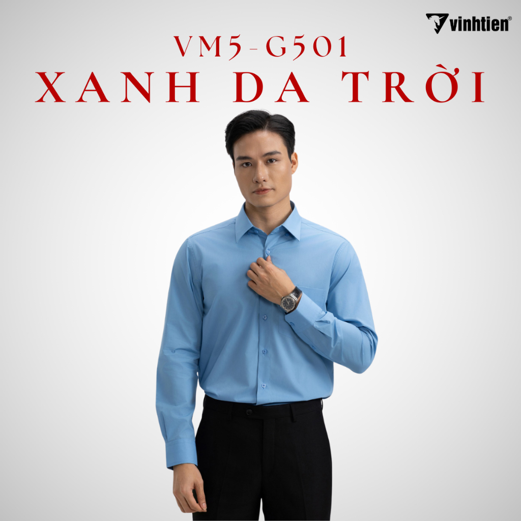 Áo Sơ Mi Nam Dài Tay Trơn Màu Vạt Bầu Form Regular Vĩnh Tiến 399 - Nhiều Màu