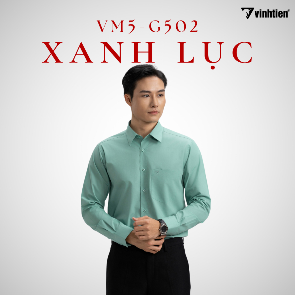 Áo Sơ Mi Nam Dài Tay Trơn Màu Vạt Bầu Form Regular Vĩnh Tiến 399 - Nhiều Màu