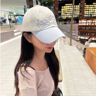 Hàn Quốc Daigou ONGO Mũ lưỡi trai Vintage Hoa thêu ghép màu Drawstring bóng chày Hat mùa hè Sun Shade Hat cho phụ nữ