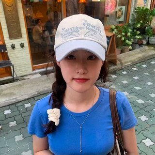Hàn Quốc Daigou ONGO Mũ lưỡi trai Vintage Hoa thêu ghép màu Drawstring bóng chày Hat mùa hè Sun Shade Hat cho phụ nữ