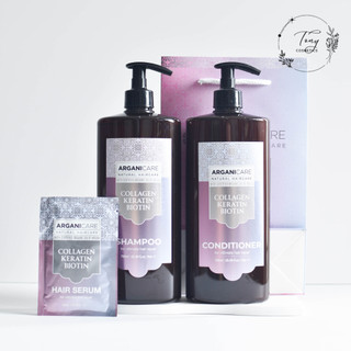 [Có quà tặng] Bộ sản phẩm chăm sóc tóc Collagen Arganicare Keratin Biotin – Phục hồi tóc hư tổn, khô yếu