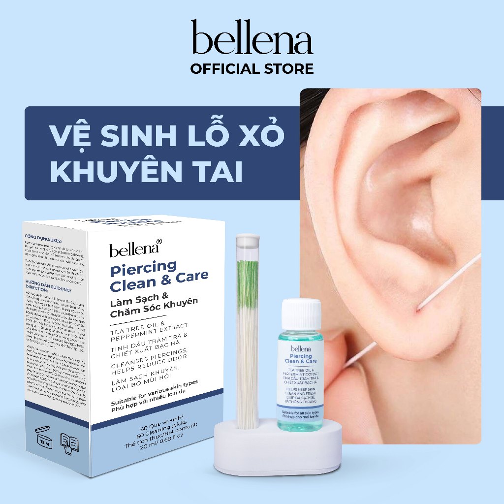 Vệ sinh lỗ xỏ khuyên tai đồ vệ sinh lỗ tai sạch lỗ khuyên Bellena Piercing Clean & Care