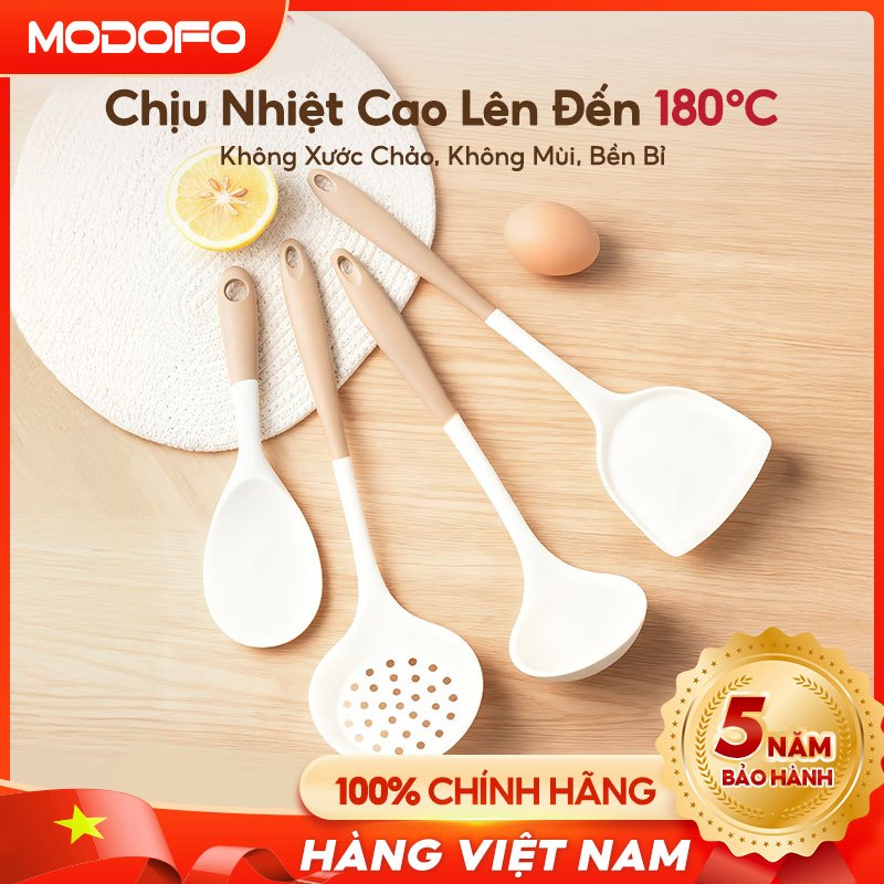 MODOFO Bếp Silicone Shovel 4 miếng Set Nhiệt độ cao Không dính Pot Shovel Nấu ăn Set