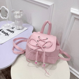 [LM2556] Balo Mini Size 23 Nơ Dây Đan Phối Hạt Da PU siêu cute dễ thương cho các nàng và bé yêu
