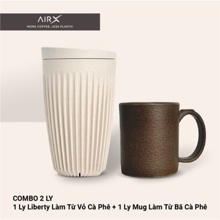 Ly Vỏ Lụa/ Bã Cà Phê AirX Coffee - Ly Uống Cà Phê Tái Chế Thân Thiện Môi Trường - 2l( Liberty + Mug)