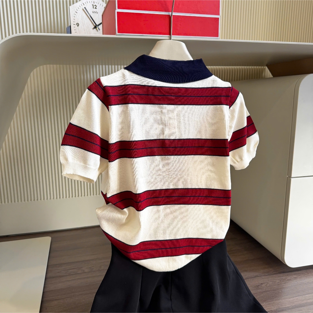 Áo Len Mirage Cổ Kem Sọc Đỏ Local Brand Chất Len Mongtoghi Mềm Mịn Thoáng Mát.
