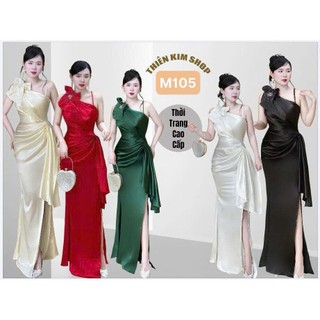Đầm dạ hội nữ Maxi lệch vai nơ vai sang trọng thanh lịch [ váy nữ thiết kế ]M105