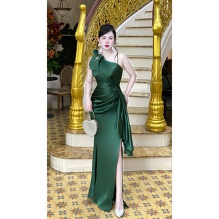 Đầm dạ hội nữ Maxi lệch vai nơ vai sang trọng thanh lịch [ váy nữ thiết kế ]M105