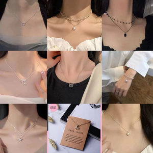 Vòng cổ dây chuyền nữ hình bướm 2 lớp kiểu dáng thanh lịch Qiqishop