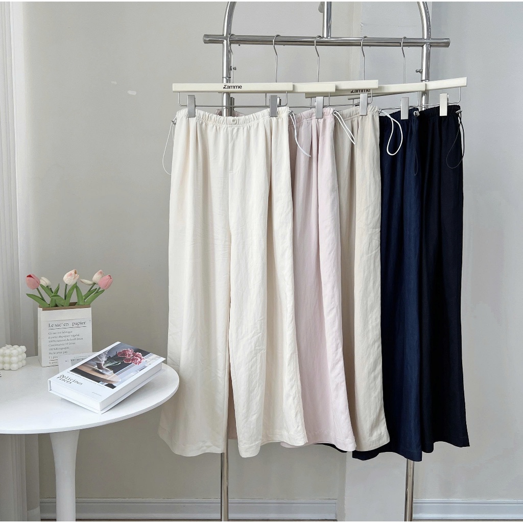 Quần bầu suông ống rộng ONI Pants lưng chun vải đũi cao cấp ít nhăn cho mẹ bầu và big size BY LAMME