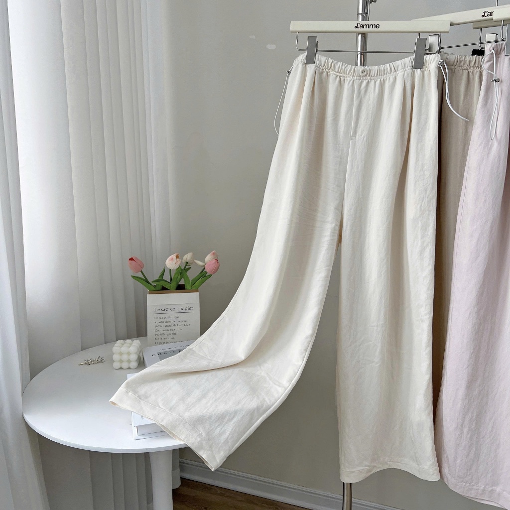 Quần bầu suông ống rộng ONI Pants lưng chun vải đũi cao cấp ít nhăn cho mẹ bầu và big size BY LAMME