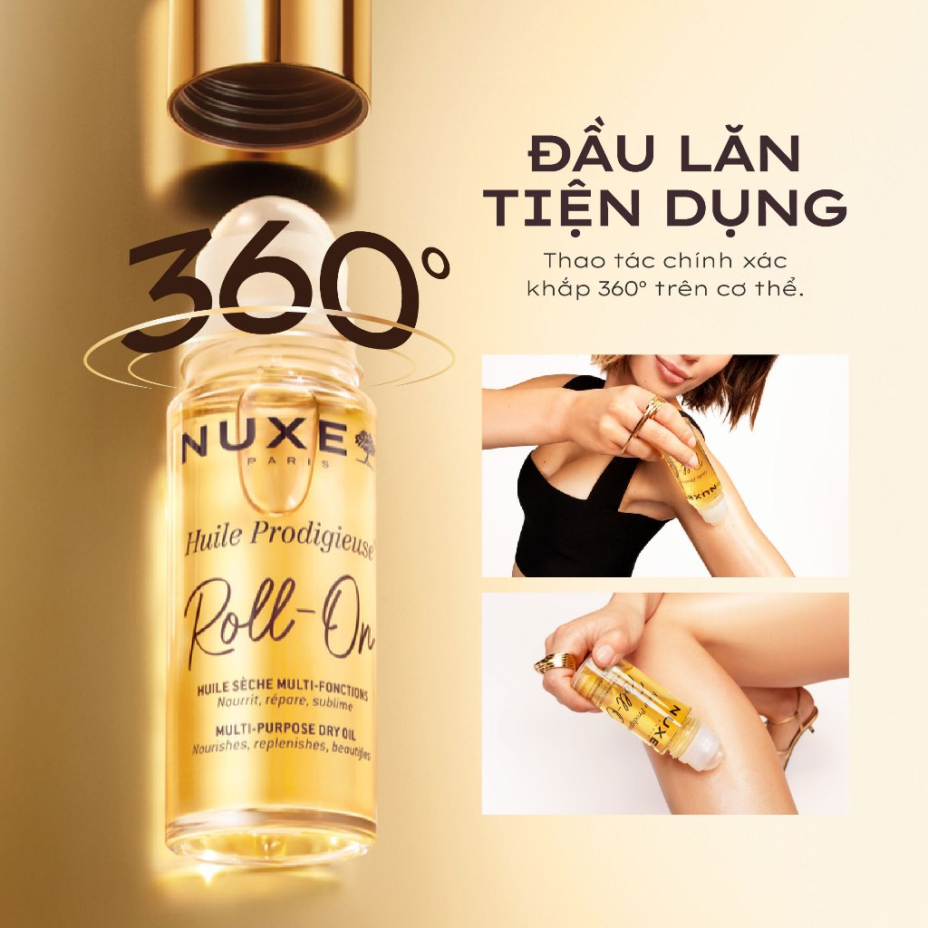 Dầu Khô Đa Năng Dạng Lăn Tiện Lợi Nuxe Huile Prodigieuse® ROLL-ON Multi-Purpose Dry Oil 60ML