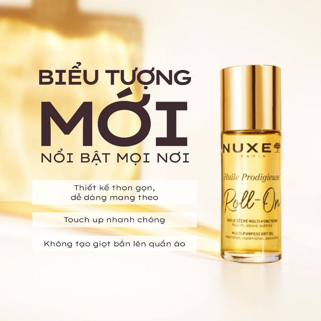 Dầu Khô Đa Năng Dạng Lăn Tiện Lợi Nuxe Huile Prodigieuse® ROLL-ON Multi-Purpose Dry Oil 60ML