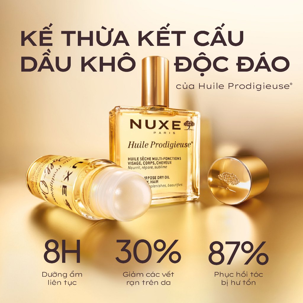 Dầu Khô Đa Năng Dạng Lăn Tiện Lợi Nuxe Huile Prodigieuse® ROLL-ON Multi-Purpose Dry Oil 60ML