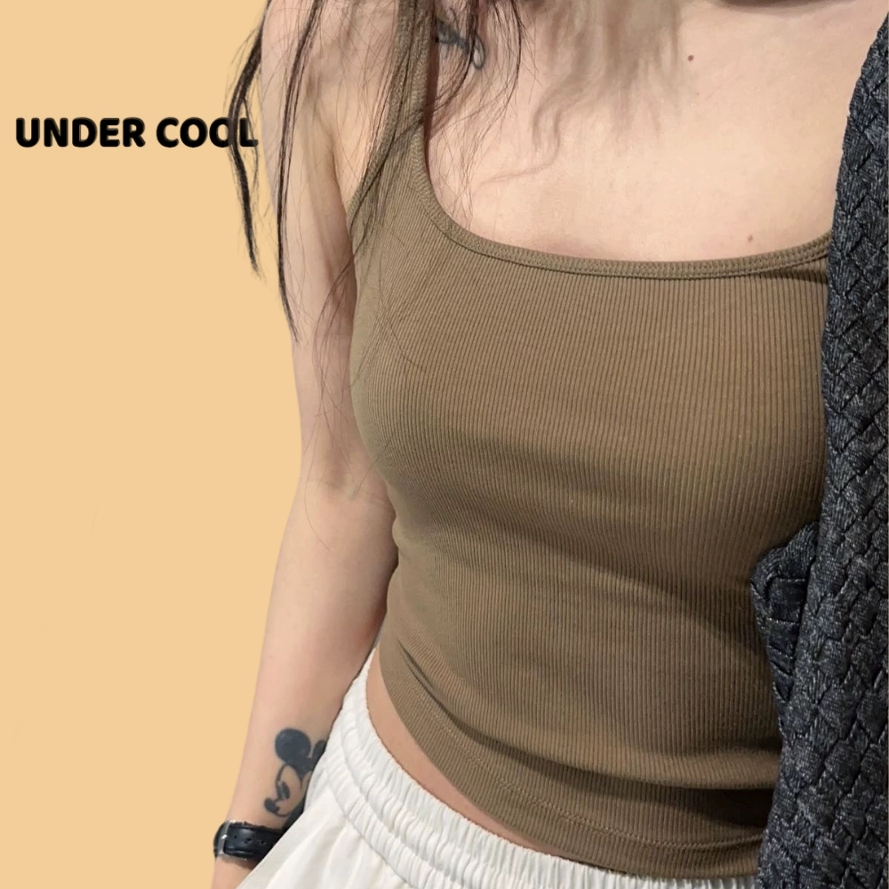 Áo Hai Dây Cotton UNDERCOOL Có Mút Ngực Tôn Dáng - Bra Ba lỗ nữ kèm mút mặc nhà LIVE AB22