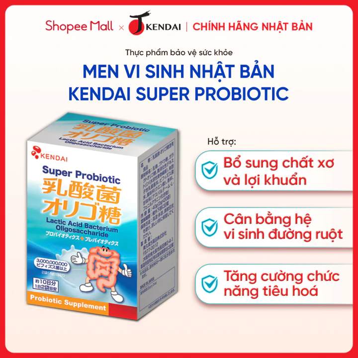 Bột Men Vi Sinh Nhật Bản Kendai Super Probiotic Bổ Sung Chất Xơ, Lợi Khuẩn Hộp 20 Gói