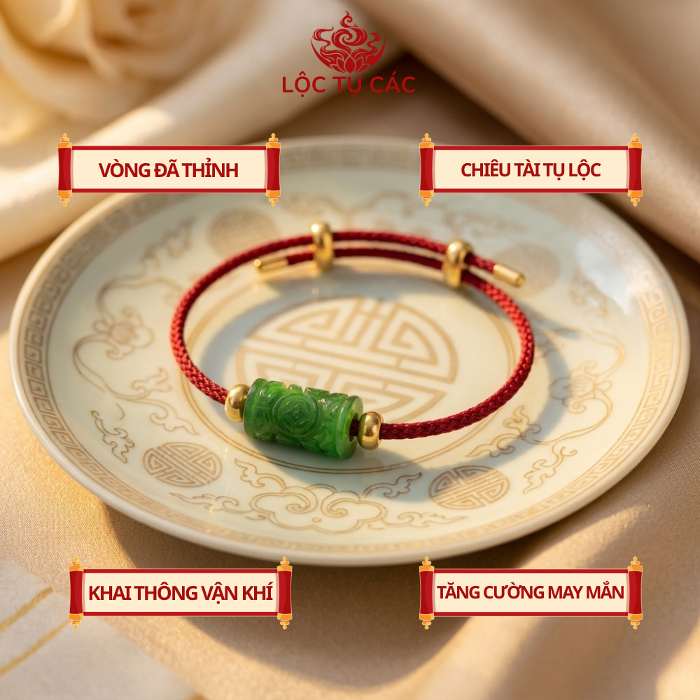 Vòng tay đá Lu Thống Khắc CT Sơn Thủy, vòng phong thủy Lộc Tụ Các giúp lưu thông năng lượng, phát triển bền vững