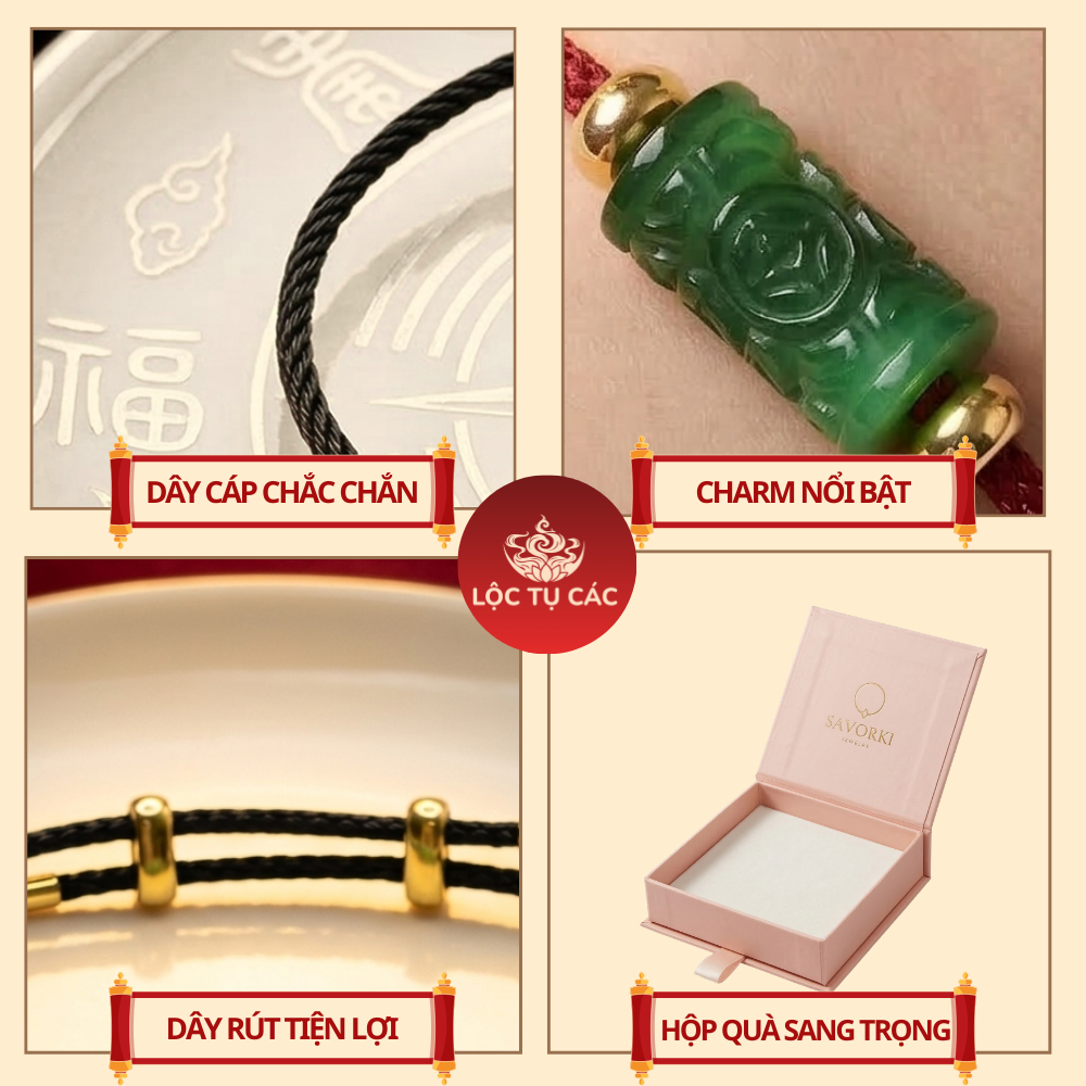 Vòng tay đá Lu Thống Khắc CT Sơn Thủy, vòng phong thủy Lộc Tụ Các giúp lưu thông năng lượng, phát triển bền vững