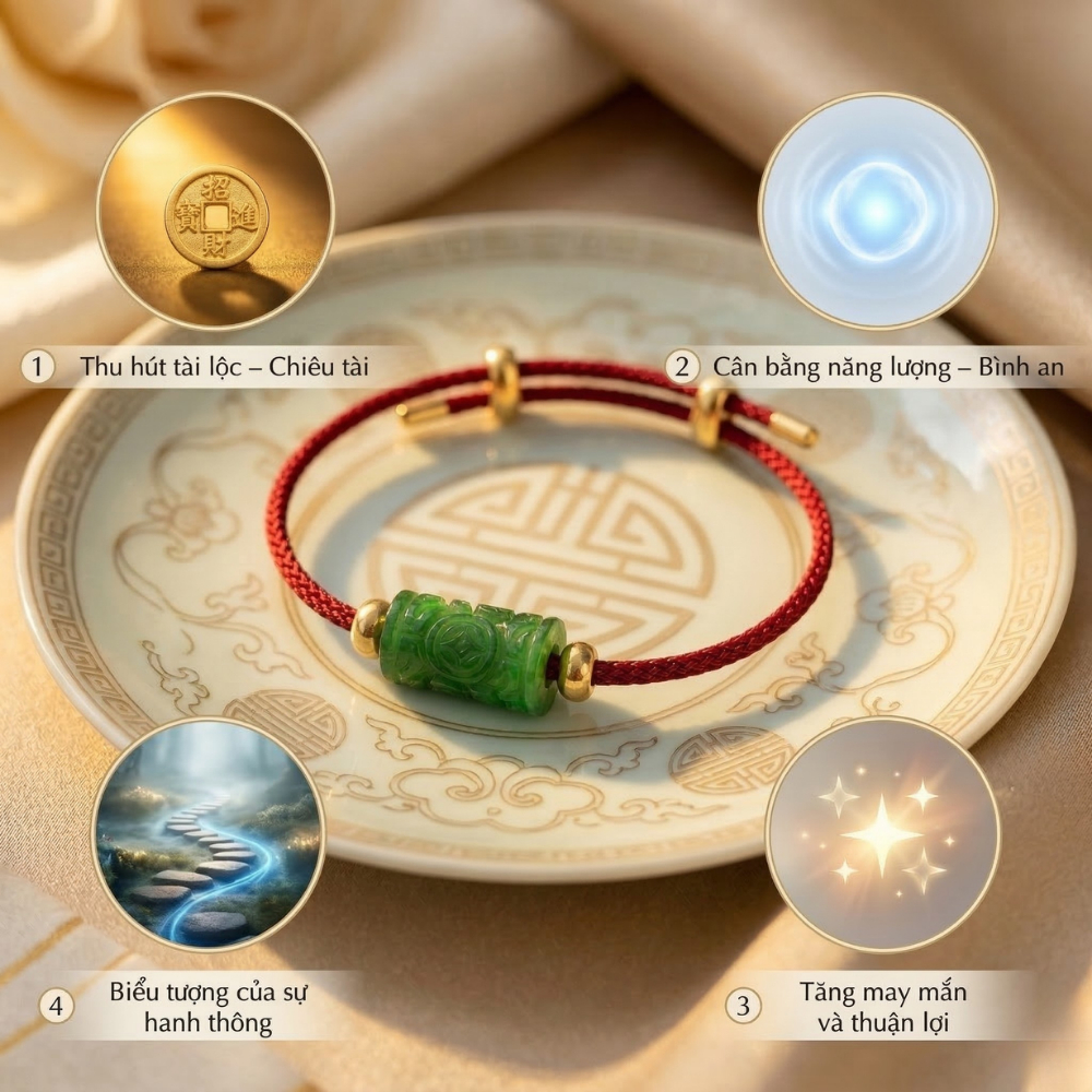 Vòng tay đá Lu Thống Khắc CT Sơn Thủy, vòng phong thủy Lộc Tụ Các giúp lưu thông năng lượng, phát triển bền vững