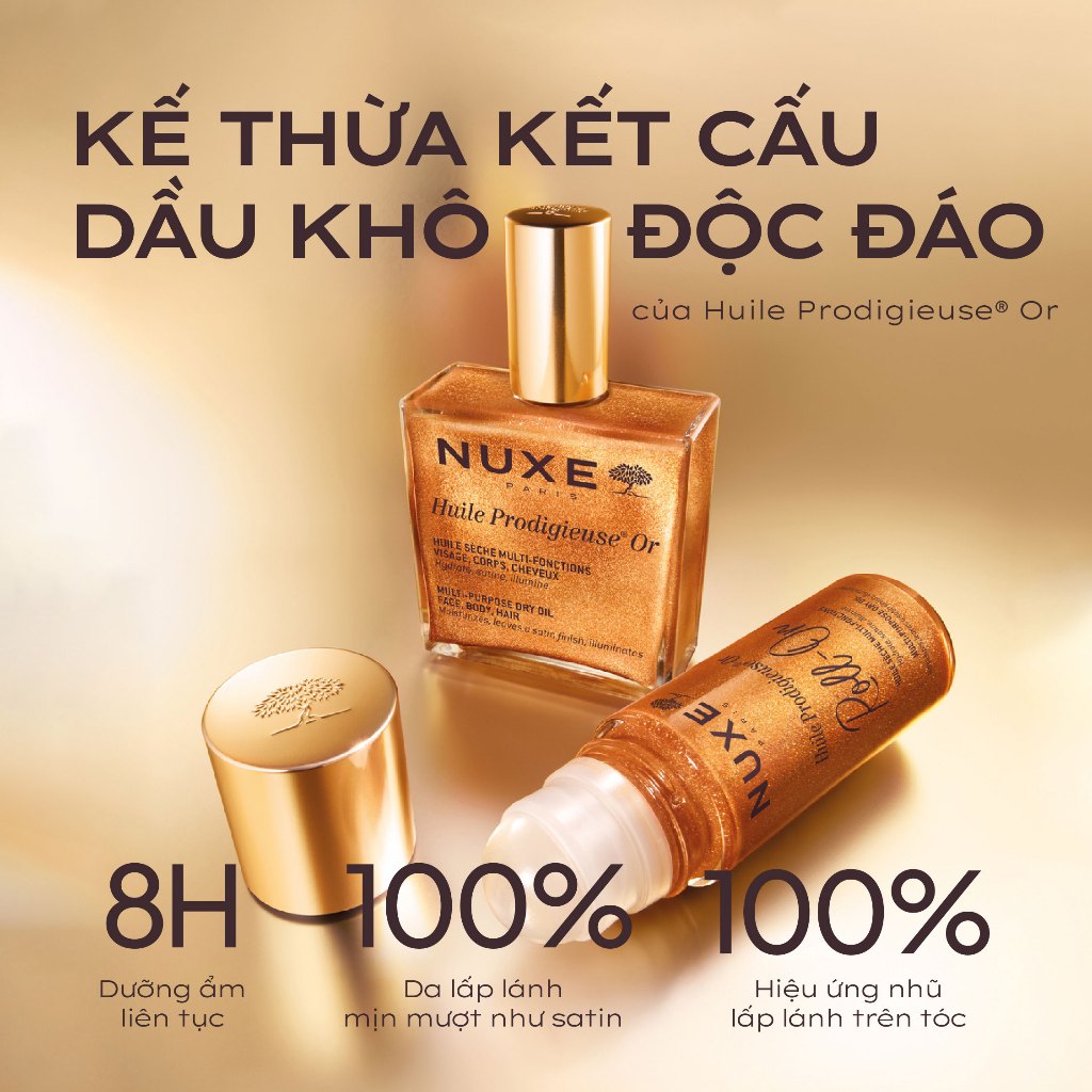 Dầu Khô Đa Năng Dạng Lăn Tiện Lợi Nuxe Huile Prodigieuse® Or ROLL-ON Multi-Purpose Dry Oil 60ML