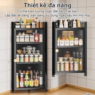 [Không cần khoan] Tủ Đựng Gia Vị Góc Bếp Treo Tường Tủ đựng đồ Chống Bụi Chống Côn Tiết kiệm không gian