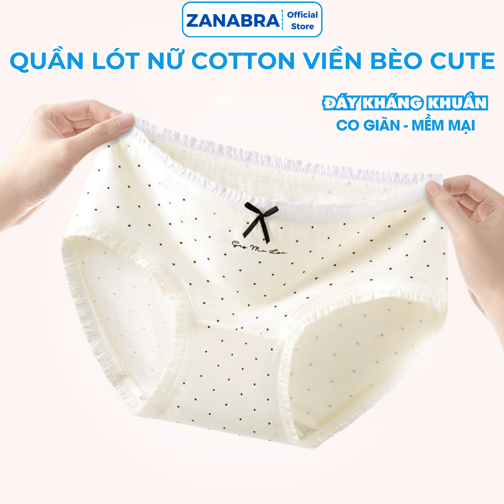 [ Mẫu Mới 2026 ] Quần lót cotton trơn phối viền nơ bèo, Quần chip nữ đáy lót kháng khuẩn 10A ZANABRA L5114