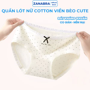 Quần lót cotton trơn phối viền nơ bèo, Quần chip nữ đáy lót kháng khuẩn 10A ZANABRA L5114