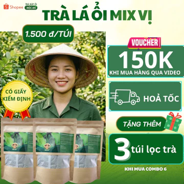 Combo 3 bịch 120 gói trà mix 5 vị lá ổi,lá sen,giảo cổ lam,cỏ ngọt, lá nếp thơm Nước Trà Tea trà