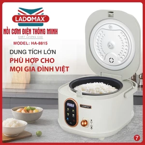 NỒI CƠM ĐIỆN TAY XÁCH THÔNG MINH LADOMAX Model: HA-8815 - LÒNG GANG