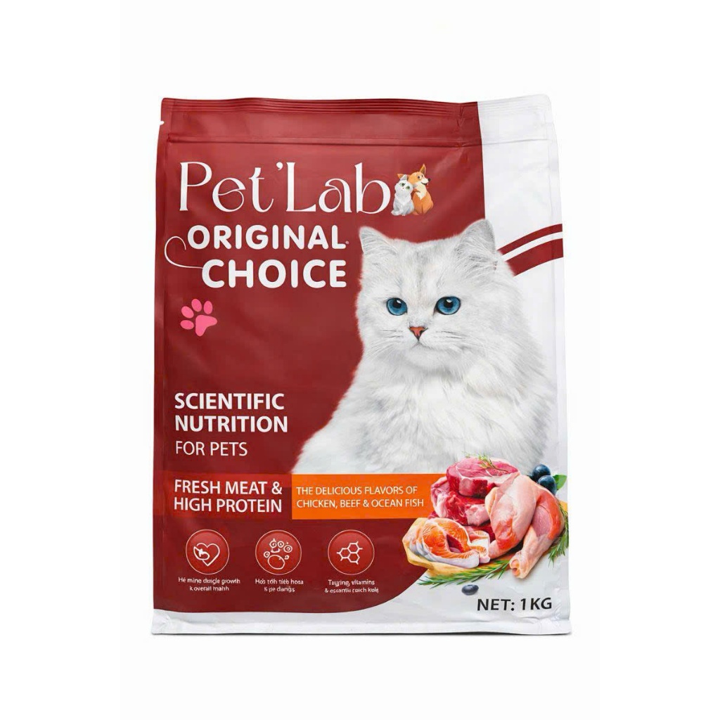 HẠT CHO MÈO PET'LAB SIÊU TOPPING ĐẠM TỐT TÚI 1KG HỖ TRỢ TIÊU HÓA, CHĂM SÓC LÔNG VÀ DA,HỖ TRỢ TIÊU BÚI LÔNG,MIỄN DỊCH