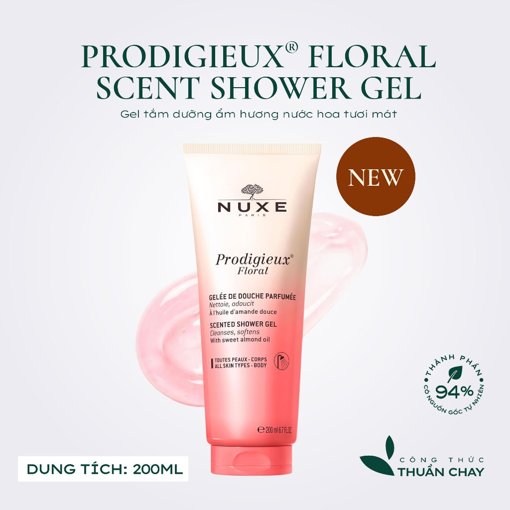 Gel Tắm Dưỡng Ẩm Hương Nước Hoa Tươi Trẻ Nuxe Prodigieux® Floral Scented Shower Gel 200ML