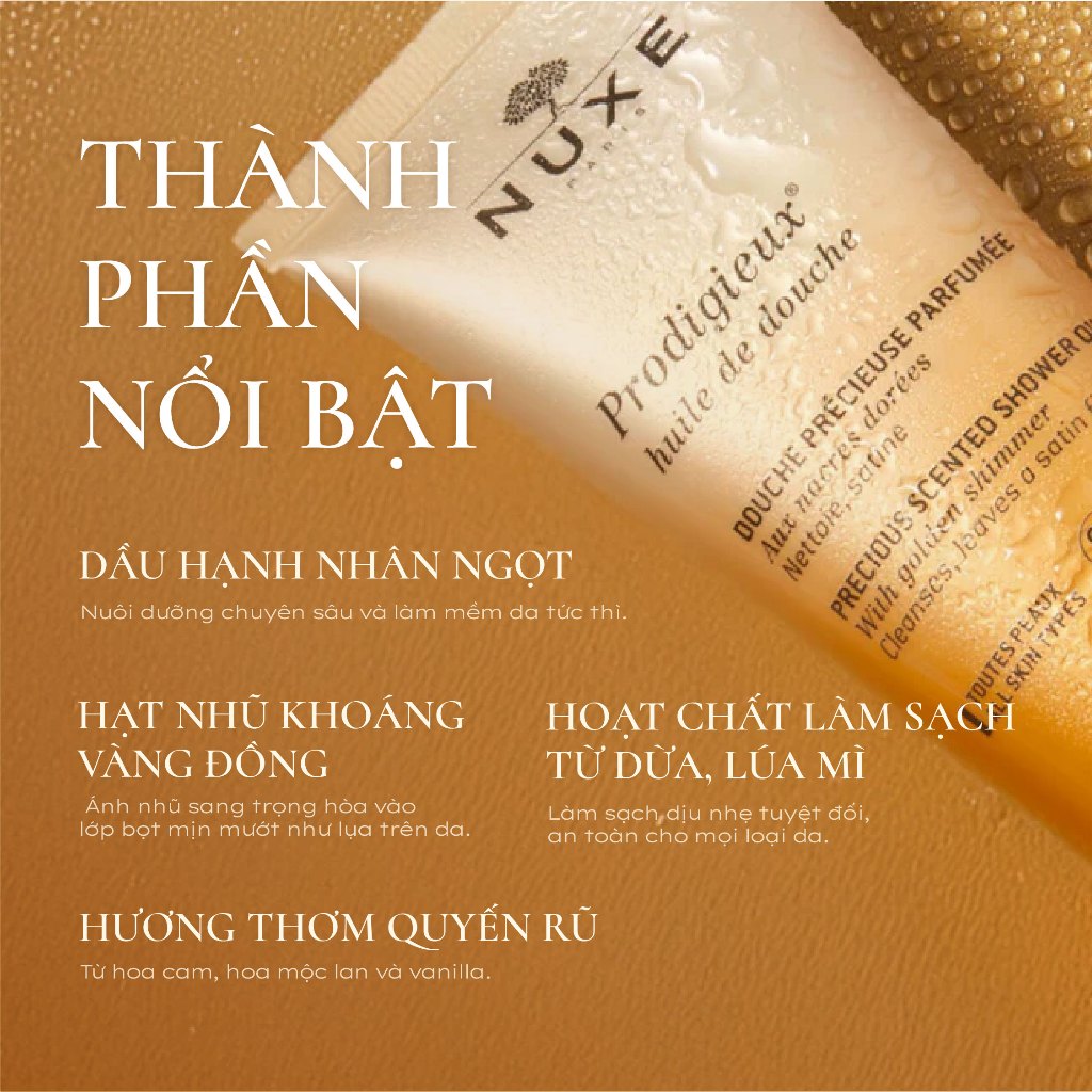 Dầu Tắm Dưỡng Ẩm Hương Nước Hoa Nuxe Prodigieux® huile de douche Precious Scented Shower Oil 200ML