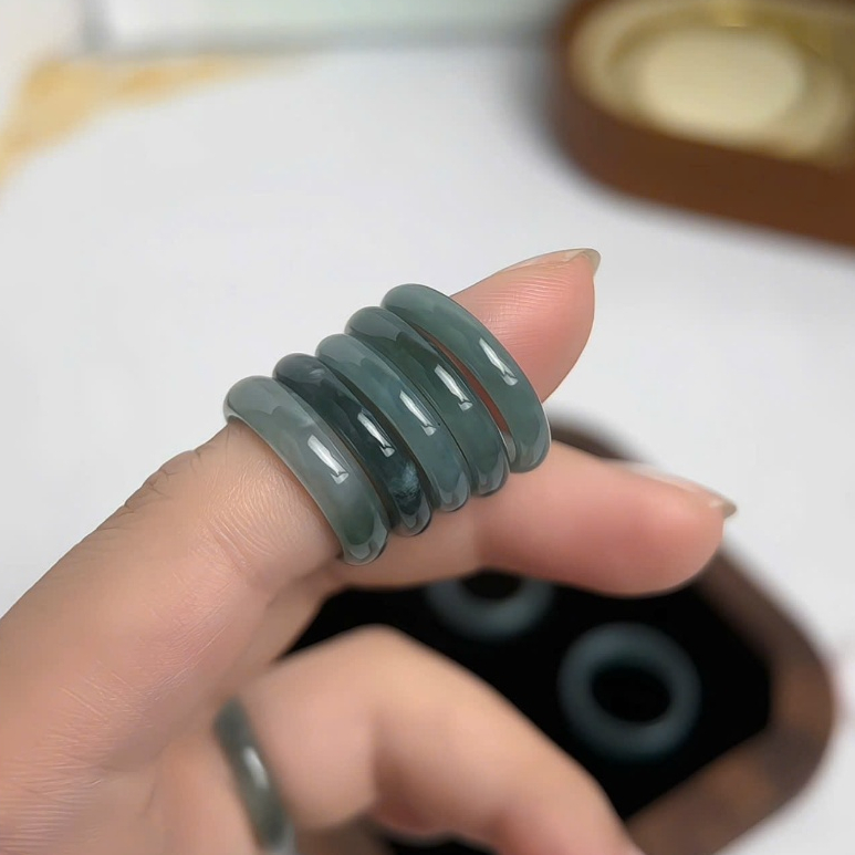 NPT01- Nhẫn Phỉ Thúy Lam Ngọc type A - Nhẫn phong thủy bình an [Trang Sức bạc Bảo Khánh]
