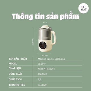 Máy nấu sữa hạt Lock&King LK-7812 đa chức năng xay nấu dung tích 1.75L xay hạt, sinh tố, nấu cháo