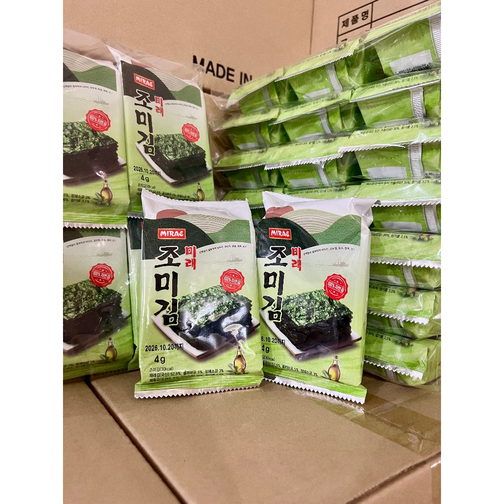 Lốc 3 gói rong biển ăn liền vị trà xanh oliu Mirae ăn liền nội địa Hàn Quốc mới về, tốt cho sức khỏe