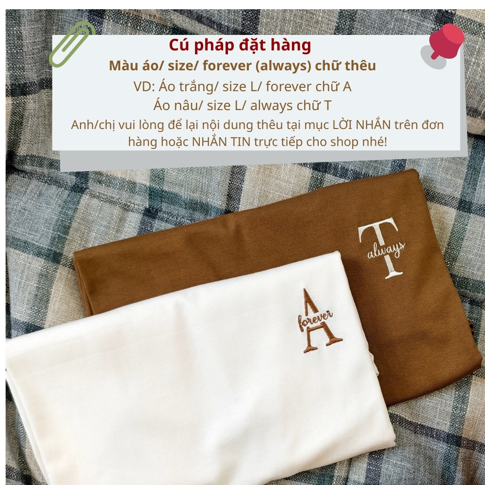 Áo thun nam nữ, áo phông unisex Initial thêu theo yêu cầu chất cotton mềm mịn - Lila đồ đôi