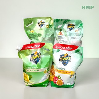 Nước rửa chén SWAT túi 3.2Kg Nhiệt đới Sả Chanh sạch vảy mỡ siêu xoáy bọt