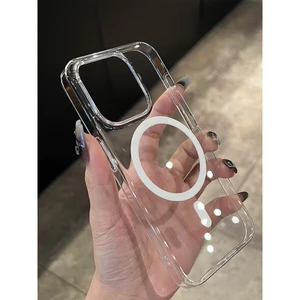 Ốp Sạc Không Dây Từ Tính Cho iP 16 15 14 13 12 11 Pro Max 16e X XR XS Max 7 8 Plus Vỏ Cứng Chống Sốc Trong Suố