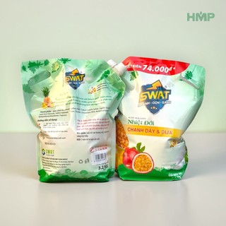 Nước rửa chén SWAT túi 3.2Kg Nhiệt đới Sả Chanh sạch vảy mỡ siêu xoáy bọt