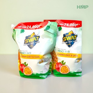 Nước rửa chén SWAT túi 3.2Kg Nhiệt đới Sả Chanh sạch vảy mỡ siêu xoáy bọt