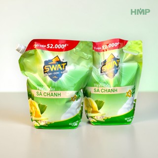 Nước rửa chén SWAT túi 3.2Kg Nhiệt đới Sả Chanh sạch vảy mỡ siêu xoáy bọt