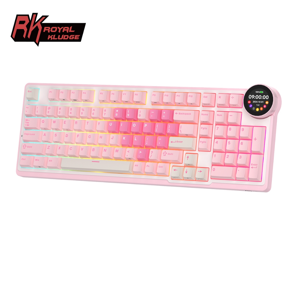 Bàn phím cơ Royal Kludge RK N99 Pink Melody 98 phím, ba chế độ RGB, có ...