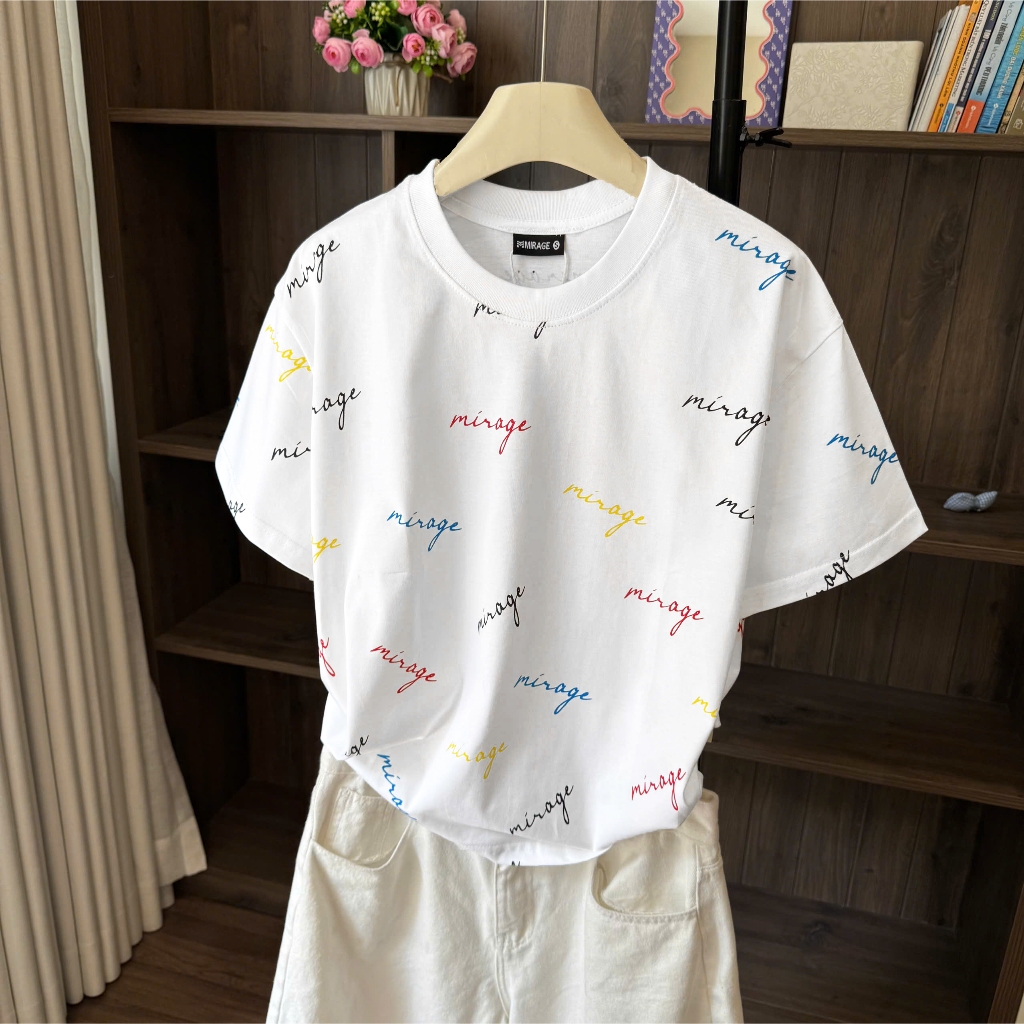 Áo Thun Mirage In Full Chữ Màu Trắng Local Brand Chất 100% Cotton Mềm Mịn Thoáng Mát